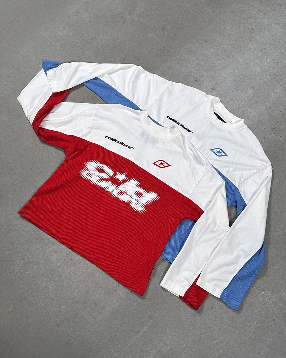BICOLOR WAFFLE LONGSLEEVE BLUE & WHITE - Image 8
