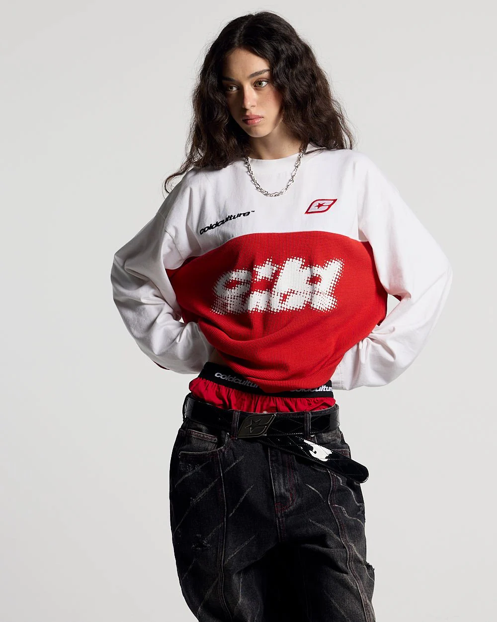 BICOLOR WAFFLE LONGSLEEVE RED & WHITE - Image 5