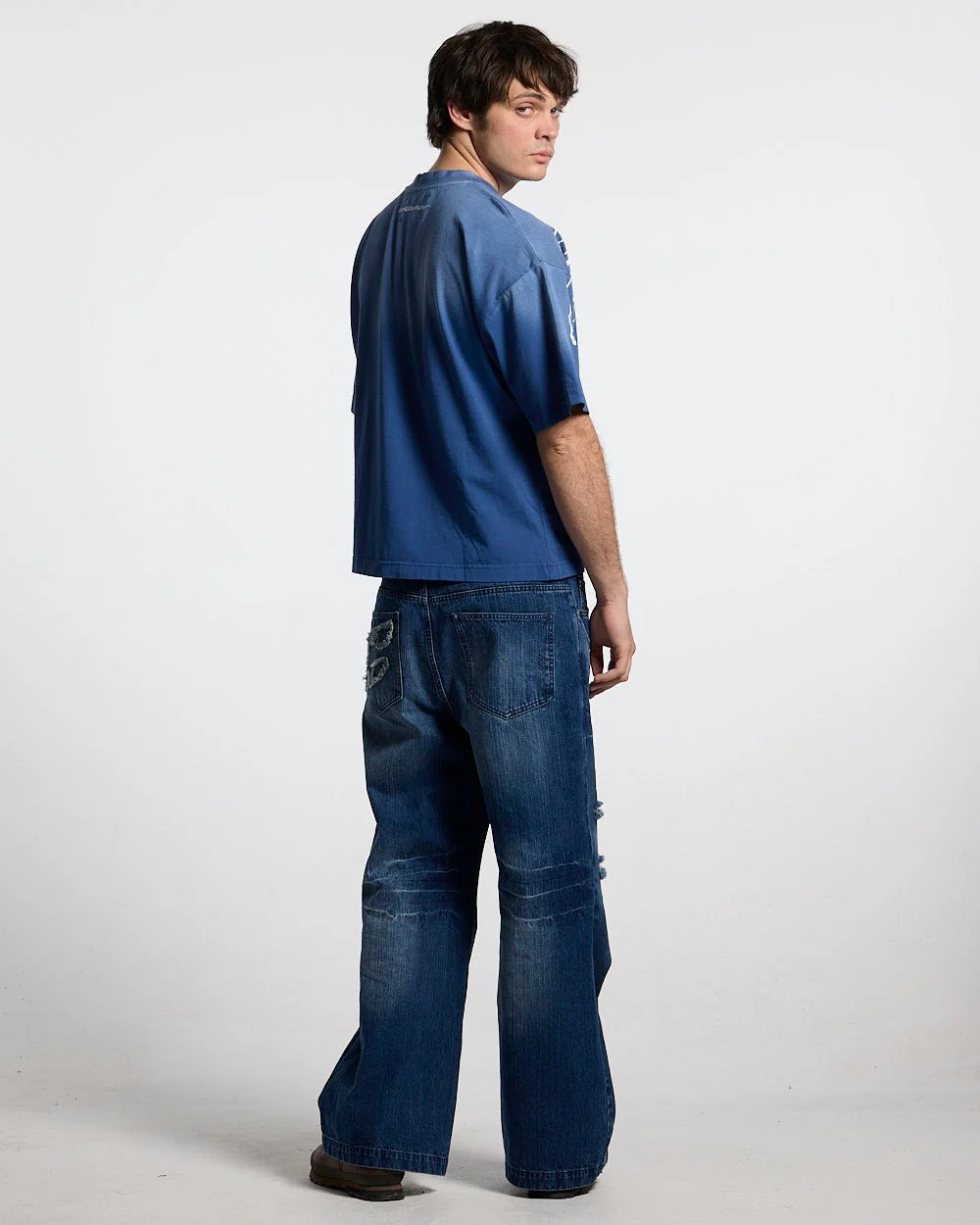 CROSSED SCRIPT TEE BLUE - Image 5