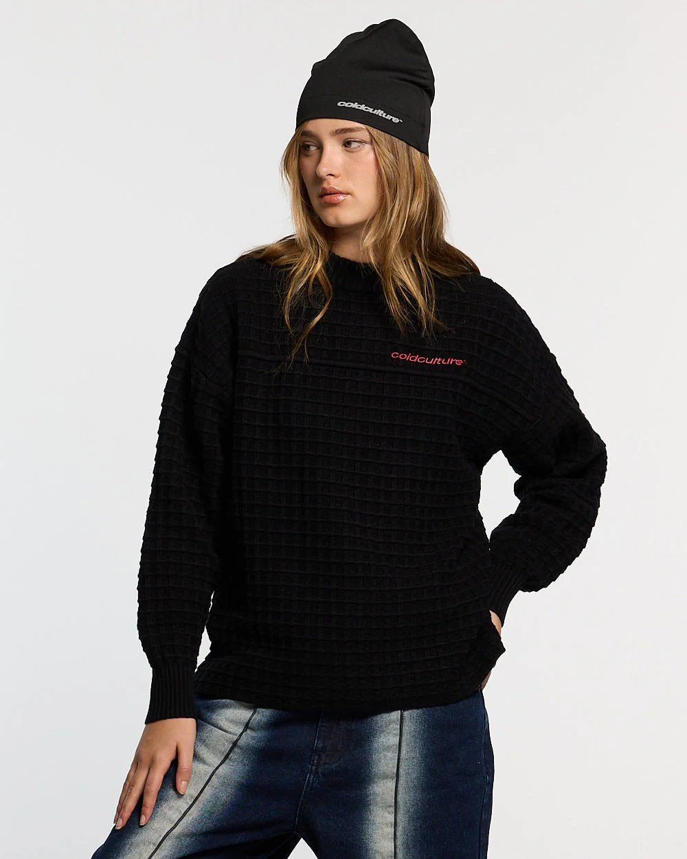 CRUNCHY WAFFLE KNIT BLACK - Image 8