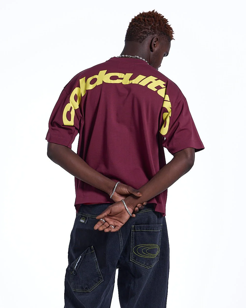 CURVED TEE BURGUNDY & YELLOW - Image 2