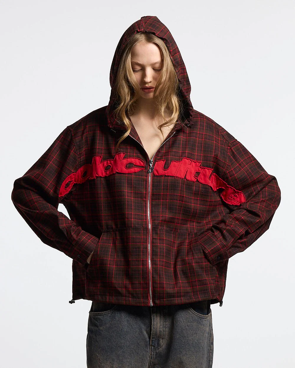 MEMPHIS HOODED SHIRT RED & BLACK TARTAN - Image 5