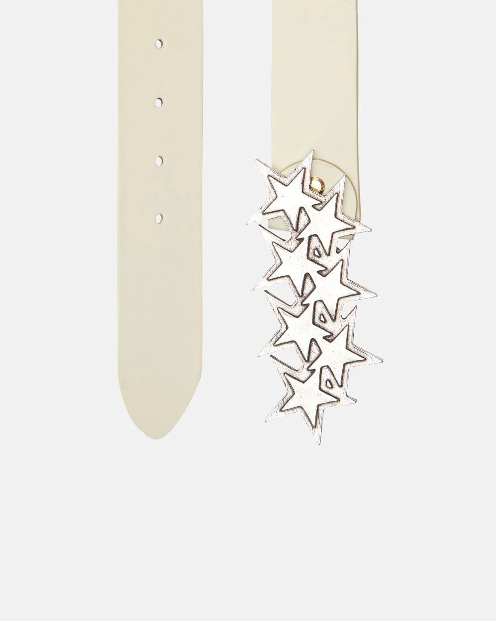 STARS LEATHER BELT WHITE - Image 2